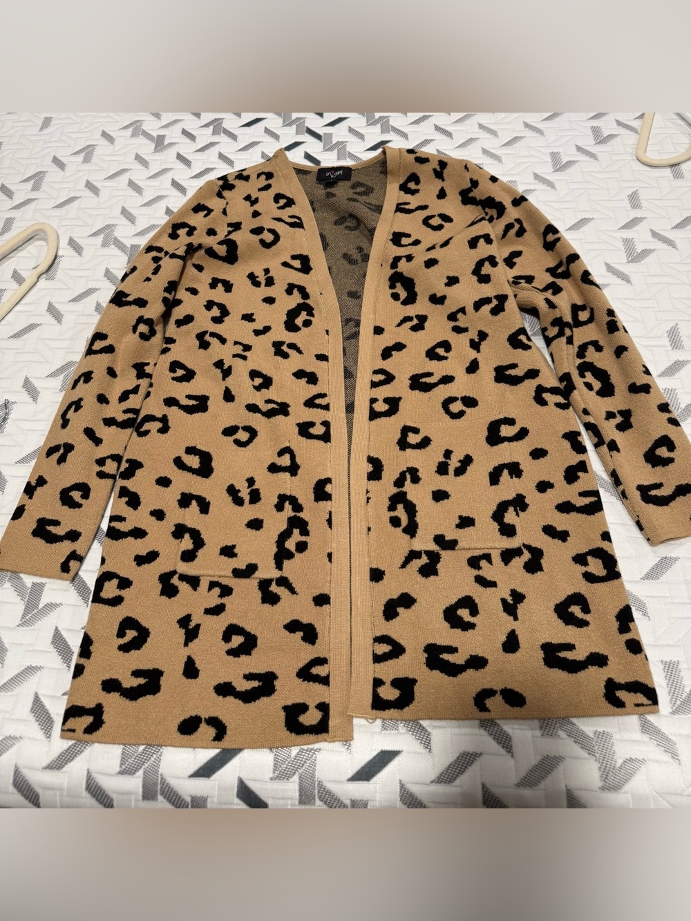 Leopard Print Open Cardigan Sweater - Camel/Black - Kids